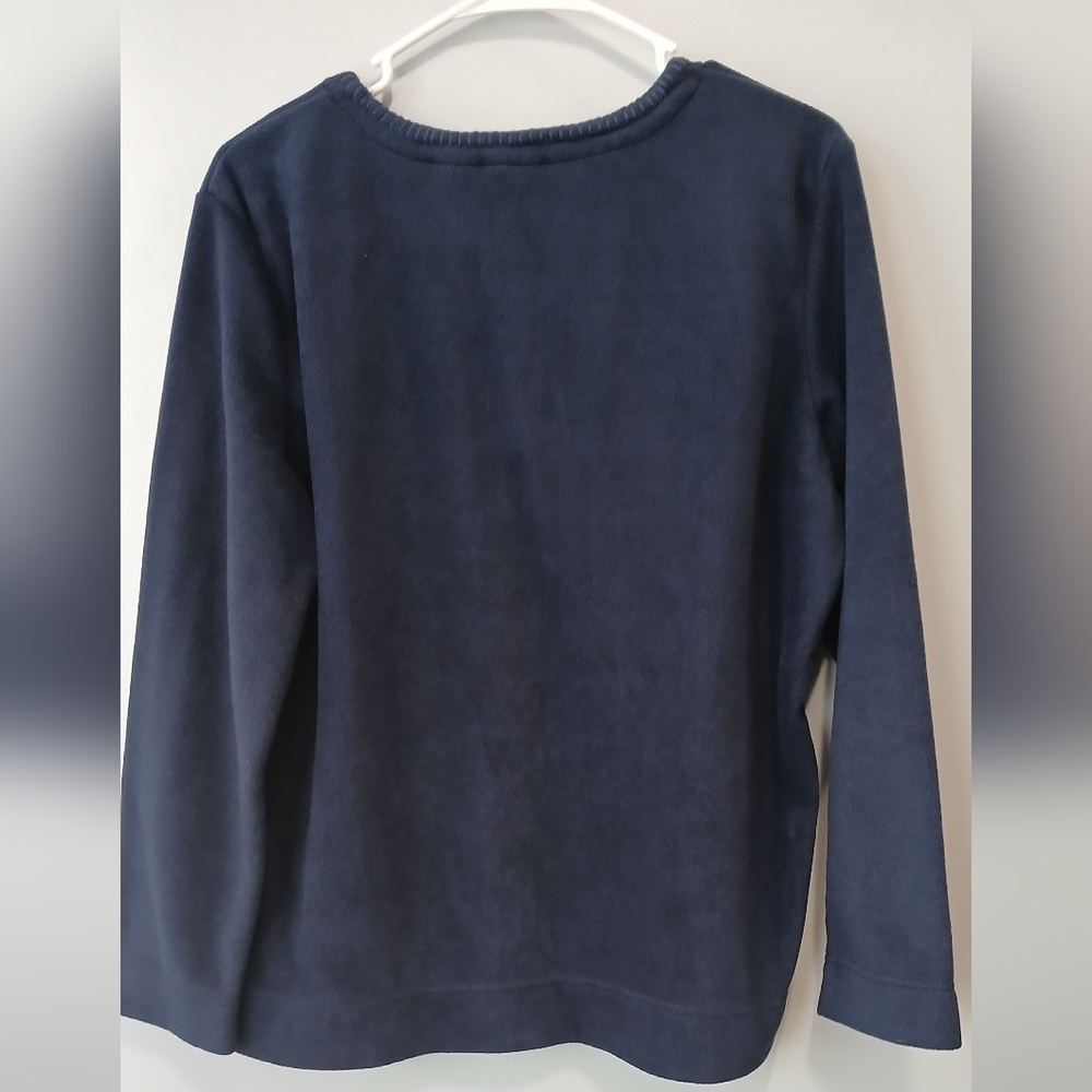 Croft & Barrow Nautical Christmas Fleece Sweater Womens Large Coastal Grannycore - Picture 2 of 7